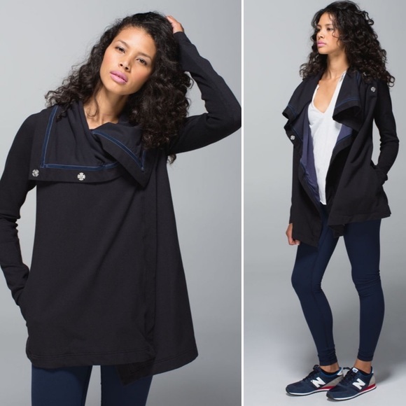 Lululemon Savasana Wrap Sweater Coal Strata  Stripe - Picture 4 of 16